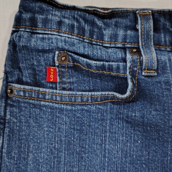 NYDJ Tummy Tuck Jeans Womens Size 12 High Rise Boot Cut USA Stretch Denim Blue - Picture 13 of 16